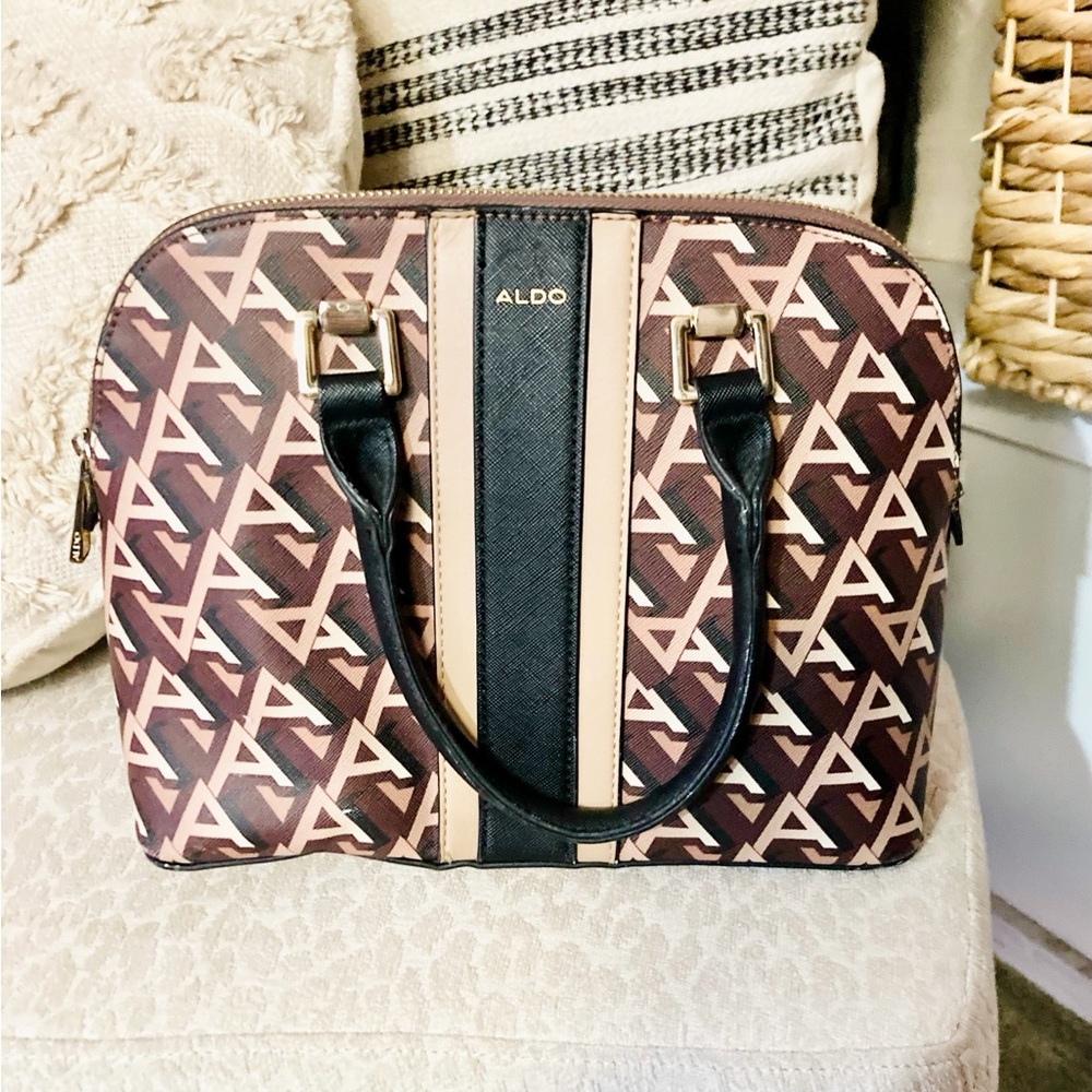 Aldo Geometric Brown and Black Satchel